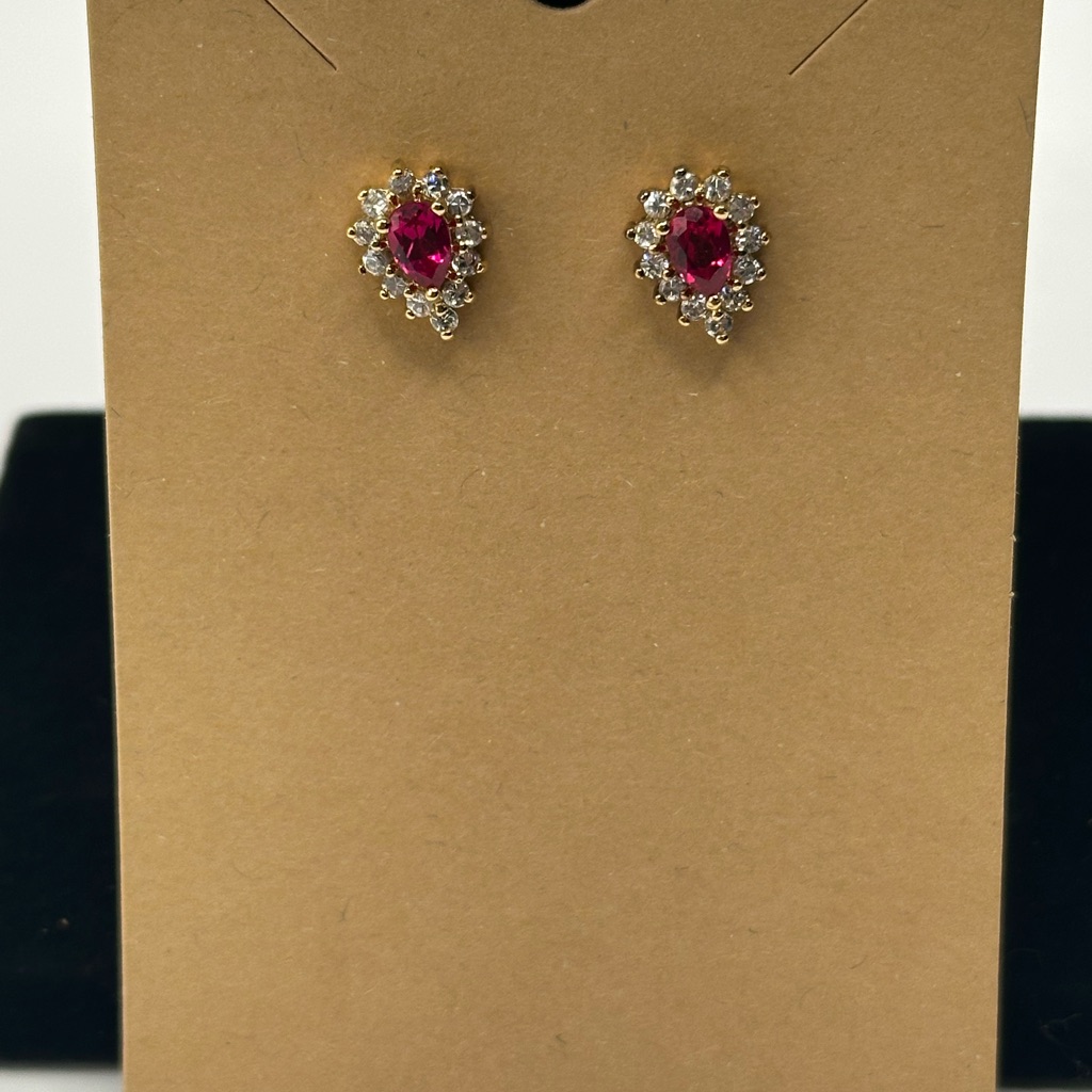 Elegant 14k Ruby And Diamond Teardrop Earrings
